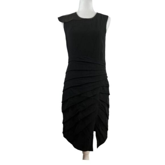 Rag & Bone Crew Neck Midi  Sheath Dress Leather detailing size 4 - Picture 7 of 11